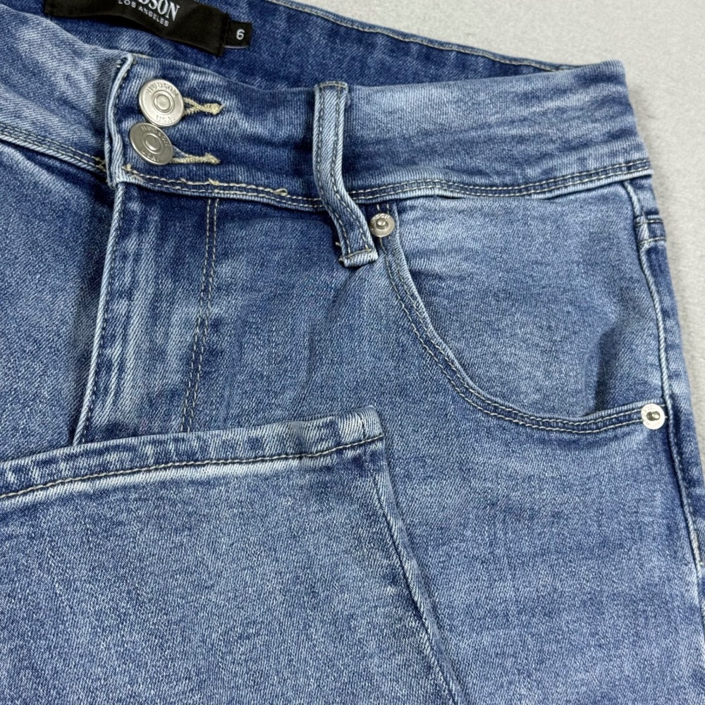 Hudson Los Angeles Blue Straight Leg Double Button Flap Pocket Jeans Womens 6